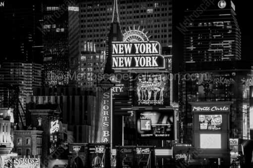 Las Vegas Black and White Photography of New York New York and the Monte Carlo Casino New York New York and the Monte Carlo Casino -- Las Vegas Black and White Photography