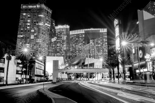 Aria Resort and Casino at Night -- Las Vegas Black and White Photos