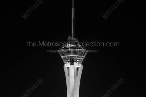 The Stratosphere Alone at Night -- Las Vegas Black and White Photos
