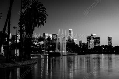 The Los Angeles Skyline from Echo Park -- Los Angeles Black and White Photography