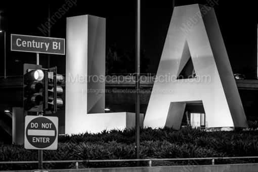 Los Angeles Black and White Photography of Century Boulevard at Los Angeles International Airport Century Boulevard at Los Angeles International Airport -- Los Angeles Black and White Photography