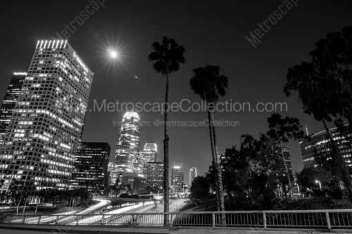 Los Angeles at Night from 4th Street -- Los Angeles Black and White Photography