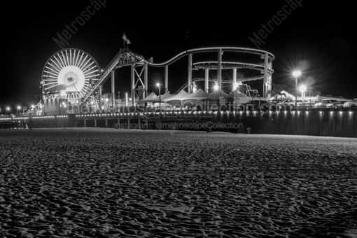 Los Angeles Black and White Photography of Pacific Park on Santa Monica Pier at Night Pacific Park on Santa Monica Pier at Night -- Los Angeles Black and White Photography
