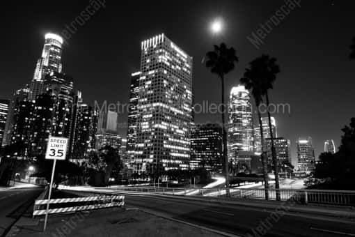 Los Angeles Black and White Photography of The Los Angeles Skyline from West Fourth Street The Los Angeles Skyline from West Fourth Street -- Los Angeles Black and White Photography