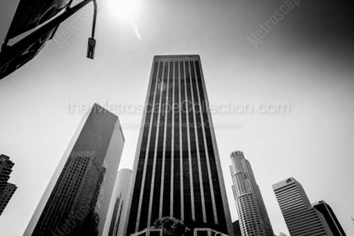 Los Angeles Black and White Photography of The Bank of America and US Bank Buildings in Downtown Los Angeles The Bank of America and US Bank Buildings in Downtown Los Angeles -- Los Angeles Black and White Photography