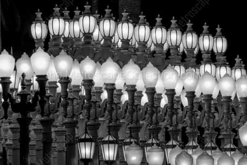 The LACMA Lamps close-up -- Los Angeles Black and White Photography