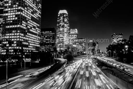 Los Angeles Black and White Photography of The Los Angeles Skyline along the Harbor Freeway The Los Angeles Skyline along the Harbor Freeway -- Los Angeles Black and White Photography