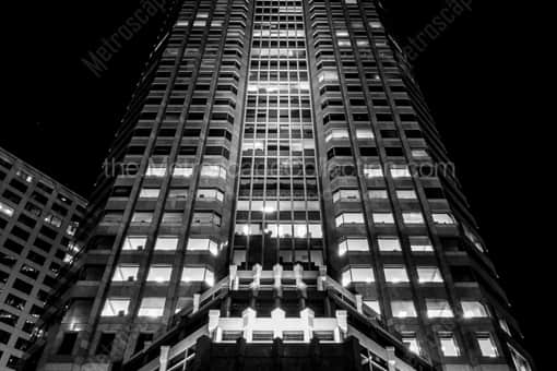 The PWC Building at Night -- Los Angeles Black and White Photography