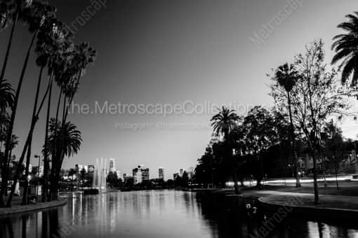 Los Angeles Black and White Photography of The Los Angeles Skyline from Echo Park along Glendale Boulevard The Los Angeles Skyline from Echo Park along Glendale Boulevard -- Los Angeles Black and White Photography
