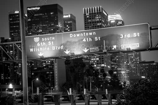 Downtown and 4th Street Exit -- Los Angeles Black and White Photography