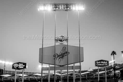 Los Angeles Black and White Photography of The Back of the Dodger Stadium Score Board The Back of the Dodger Stadium Score Board -- Los Angeles Black and White Photography