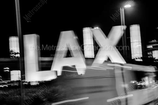 The LAX Sign in a Hurry -- Los Angeles Black and White Photography
