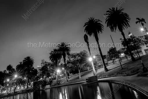 MacArthur Park at Night -- Los Angeles Black and White Photography