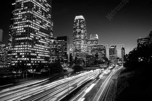 Los Angeles Black and White Photography of The 110 Harbor Freeway in Downtown Los Angeles The 110 Harbor Freeway in Downtown Los Angeles -- Los Angeles Black and White Photography