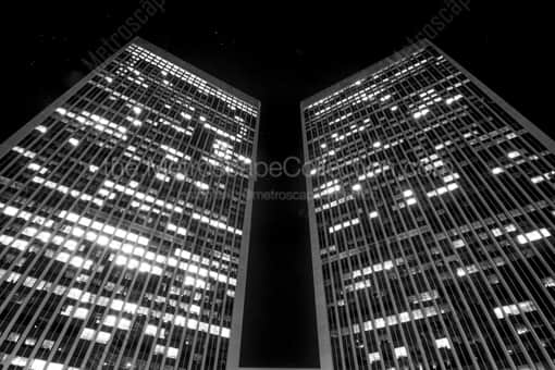 The Century City Towers at Night -- Los Angeles Black and White Photography