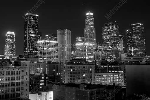 Downtown Los Angeles at Night -- Los Angeles Black and White Photography