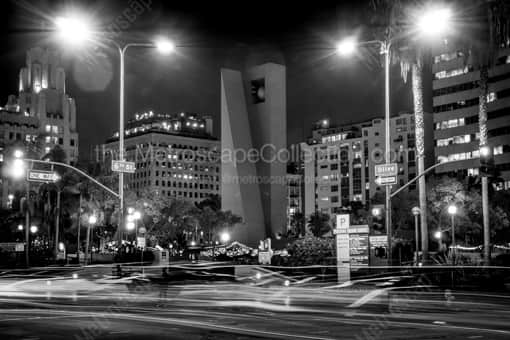 Pershing Square at Night -- Los Angeles Black and White Photography