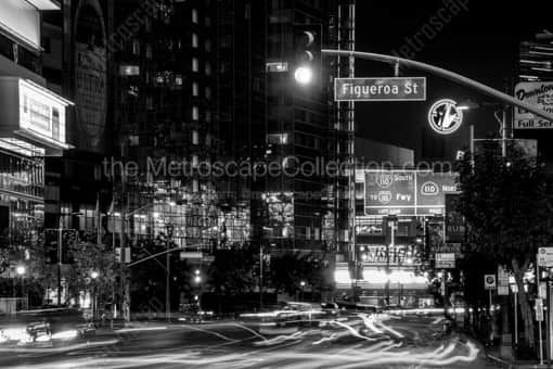 Traffic at Figueroa and Olympic Blvd -- Los Angeles Black and White Photography