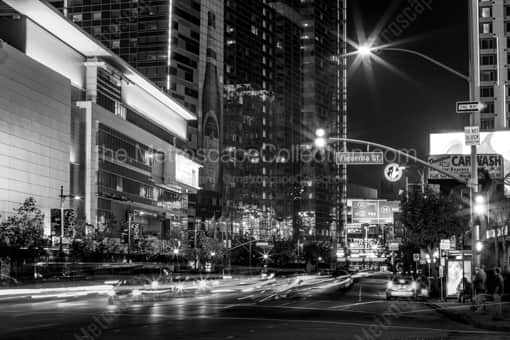 LA Live at Night -- Los Angeles Black and White Photography