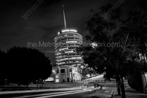 Los Angeles Black and White Photography of The Capitol Records Building at Yucca and Vine The Capitol Records Building at Yucca and Vine -- Los Angeles Black and White Photography