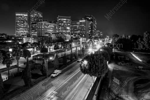 Los Angeles Black and White Photography of Century City at Night from the Beverly Hilton Century City at Night from the Beverly Hilton -- Los Angeles Black and White Photography