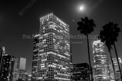 A Full Moon over Downtown Los Angeles -- Los Angeles Black and White Photography