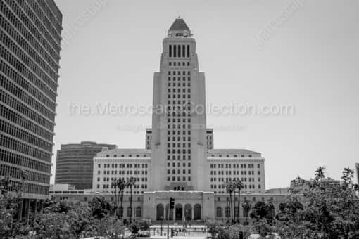 The Los Angeles City Hall in Daylight -- Los Angeles Black and White Photography