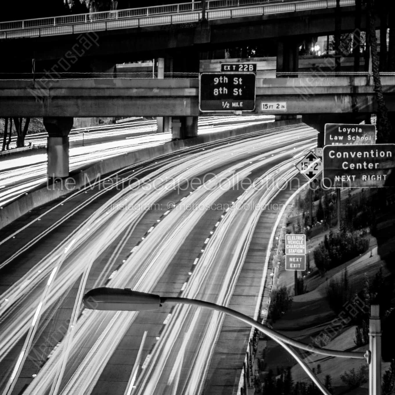 The 110 Exit 22B in Downtown Los Angeles landscape black and white Photography The 110 Exit 22B in Downtown Los Angeles landscape black and white Photography square crop