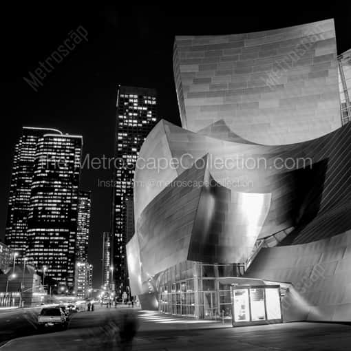Matte Black WOOD Framed Black and White Los Angeles Photograph: The Disney Concert Hall in Downtown LA in a Square Matte Black Wood Frame