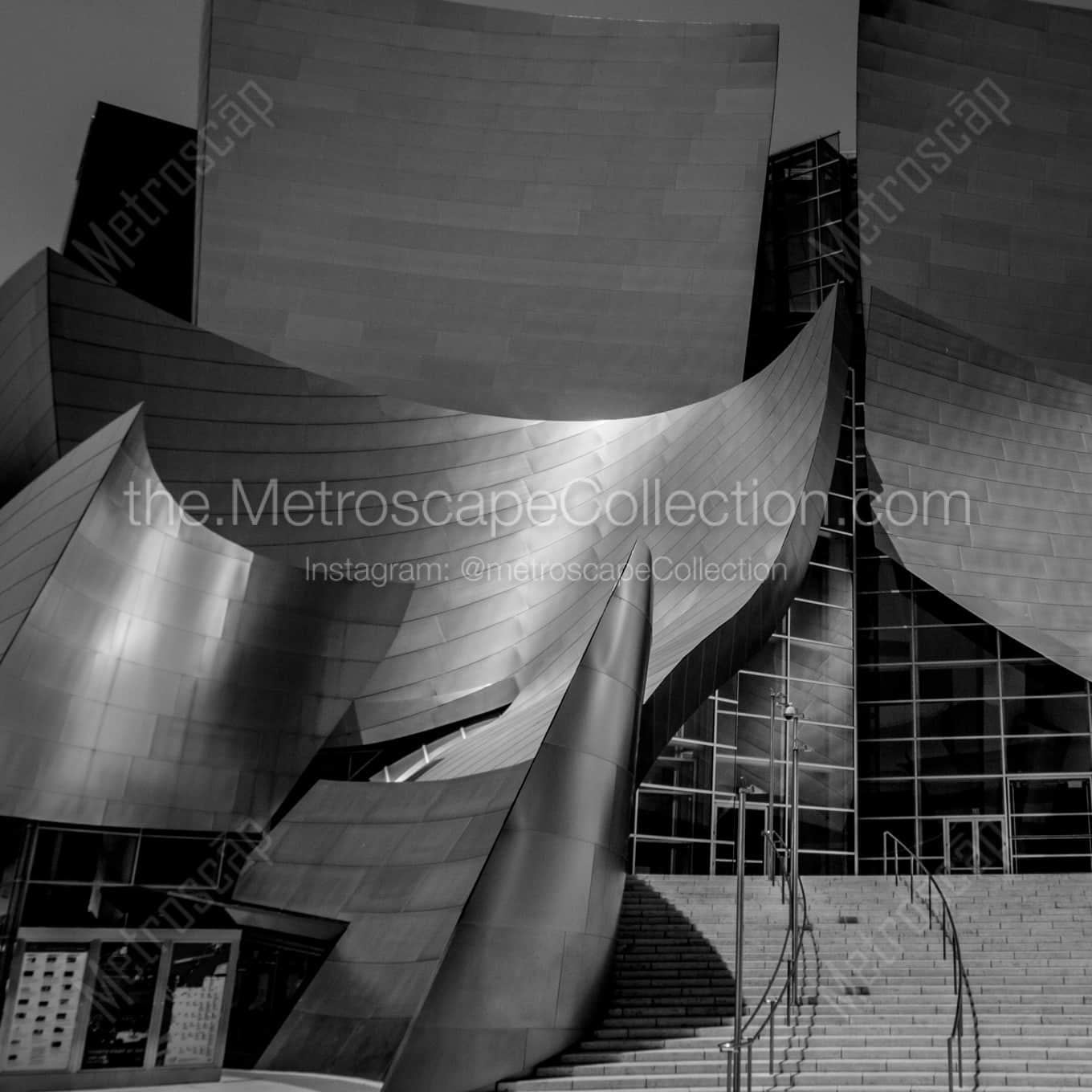 The Disney Concert Hall in Daylight landscape black and white Photography square crop