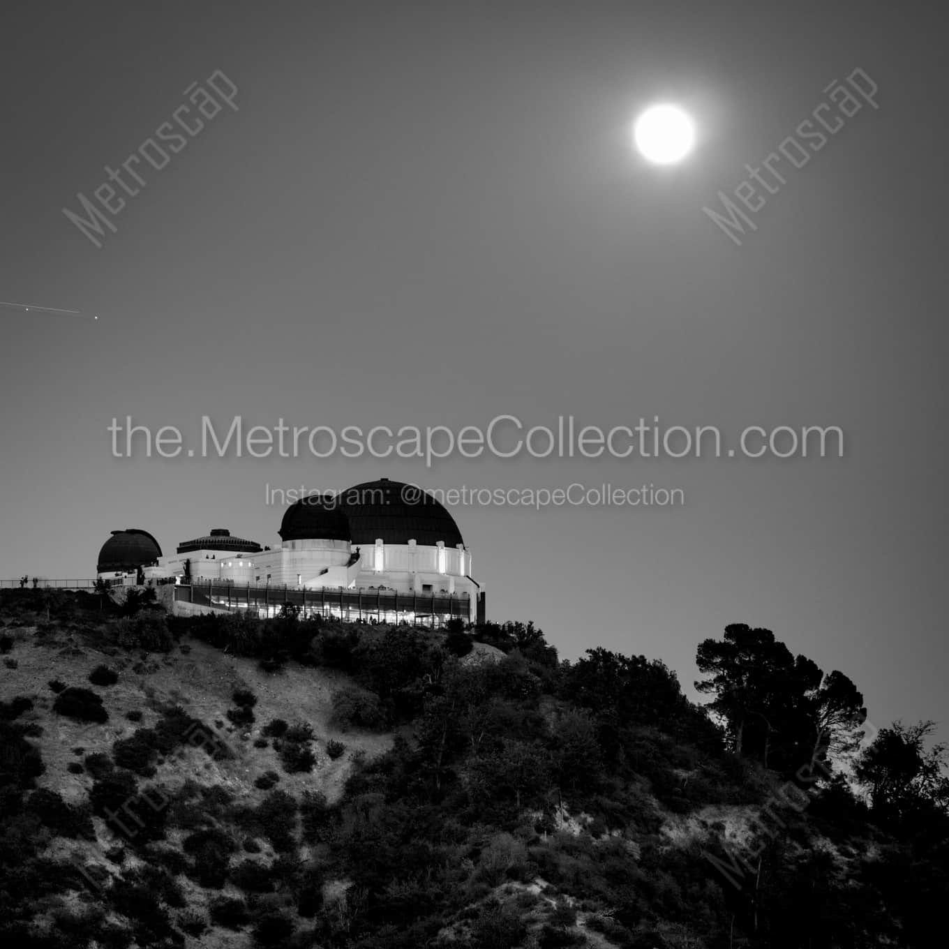 Griffith Park under the Super Moon landscape black and white Photography Griffith Park under the Super Moon landscape black and white Photography square crop