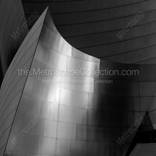 Matte Black WOOD Framed Black and White Los Angeles Photograph: The Stainless Steel Skin of the Disney Concert Hall in a Square Matte Black Wood Frame