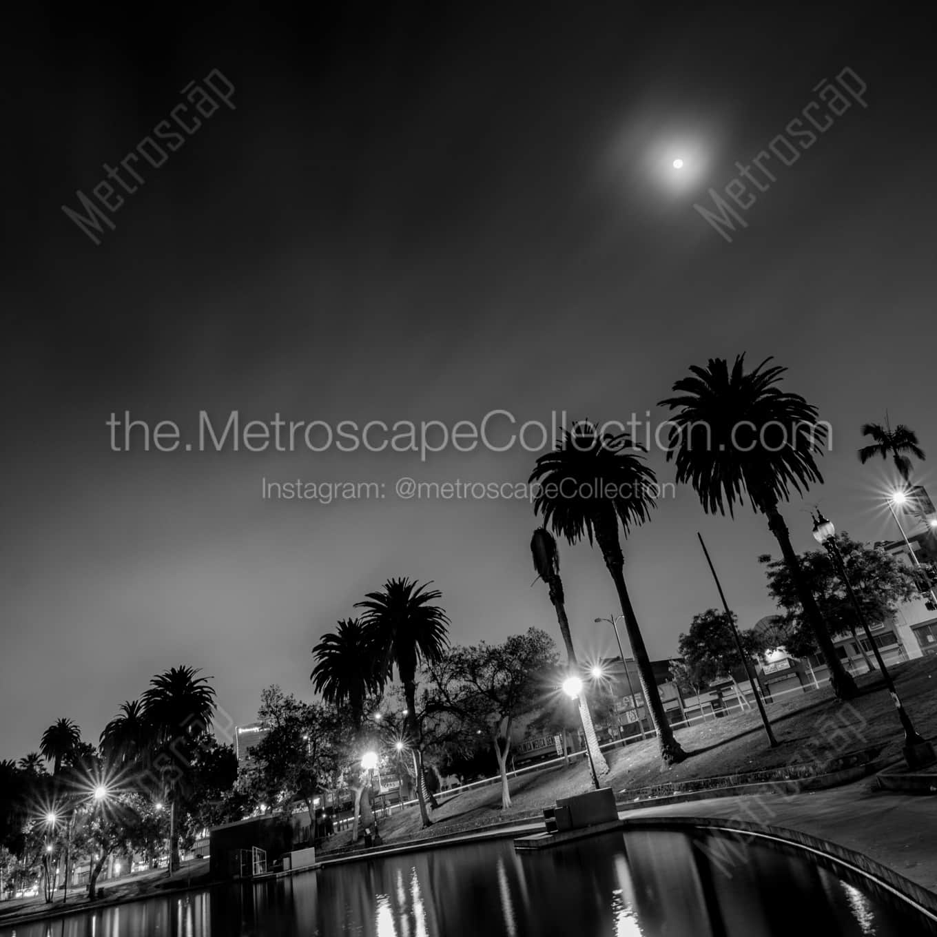 MacArthur Park at Night landscape black and white Photography MacArthur Park at Night landscape black and white Photography square crop