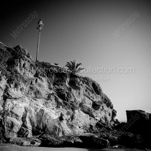 Matte Black WOOD Framed Black and White Los Angeles Photograph: The Laguna Beach Skyline in a Square Matte Black Wood Frame
