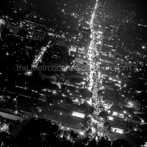 Matte Black WOOD Framed Black and White Los Angeles Photograph: Western Avenue in a Square Matte Black Wood Frame