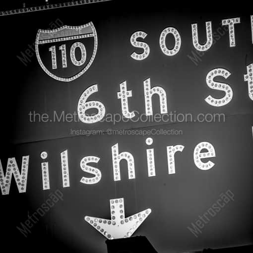 Matte Black WOOD Framed Black and White Los Angeles Photograph: The 110 South in a Square Matte Black Wood Frame