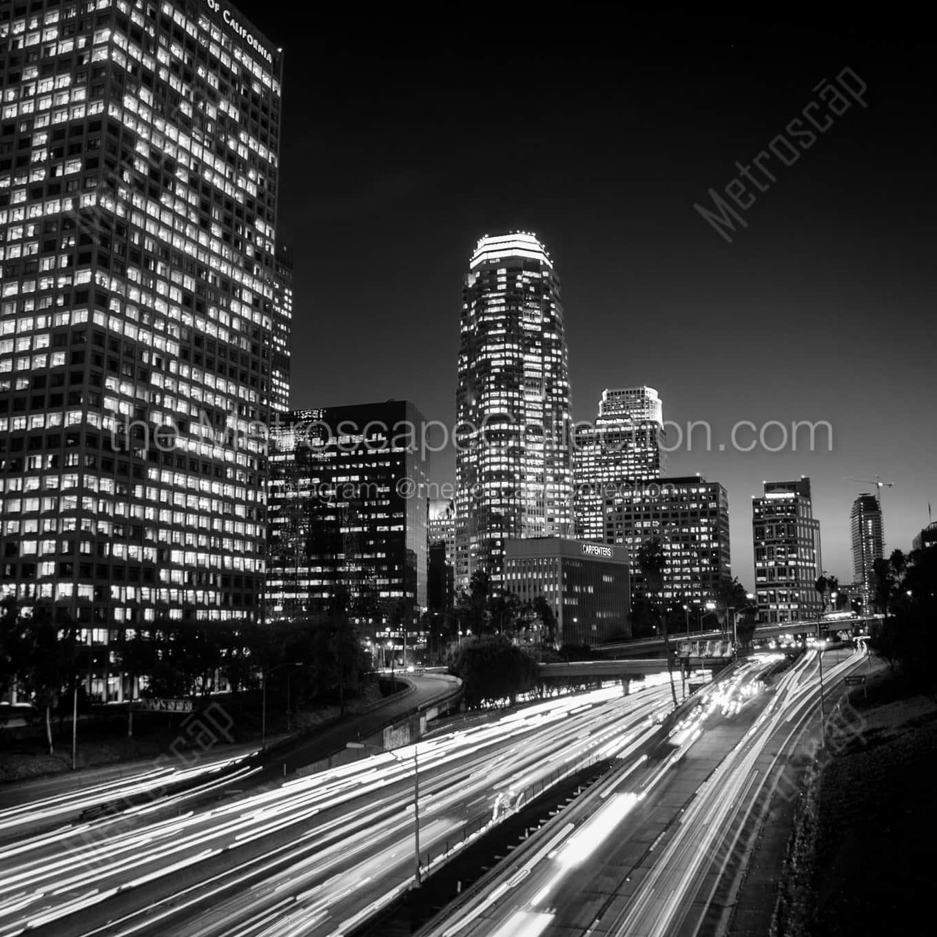 The 110 Harbor Freeway in Downtown Los Angeles landscape black and white Photography The 110 Harbor Freeway in Downtown Los Angeles landscape black and white Photography square crop