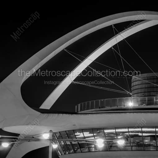 Matte Black WOOD Framed Black and White Los Angeles Photograph: The LAX Theme Building in a Square Matte Black Wood Frame