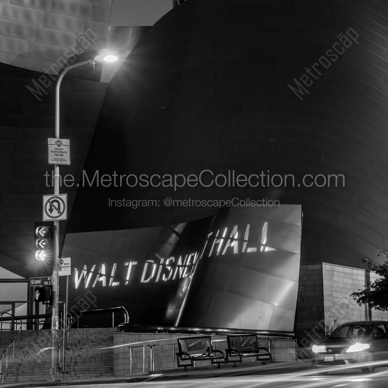 The Concert Hall at Night landscape black and white Photography square crop