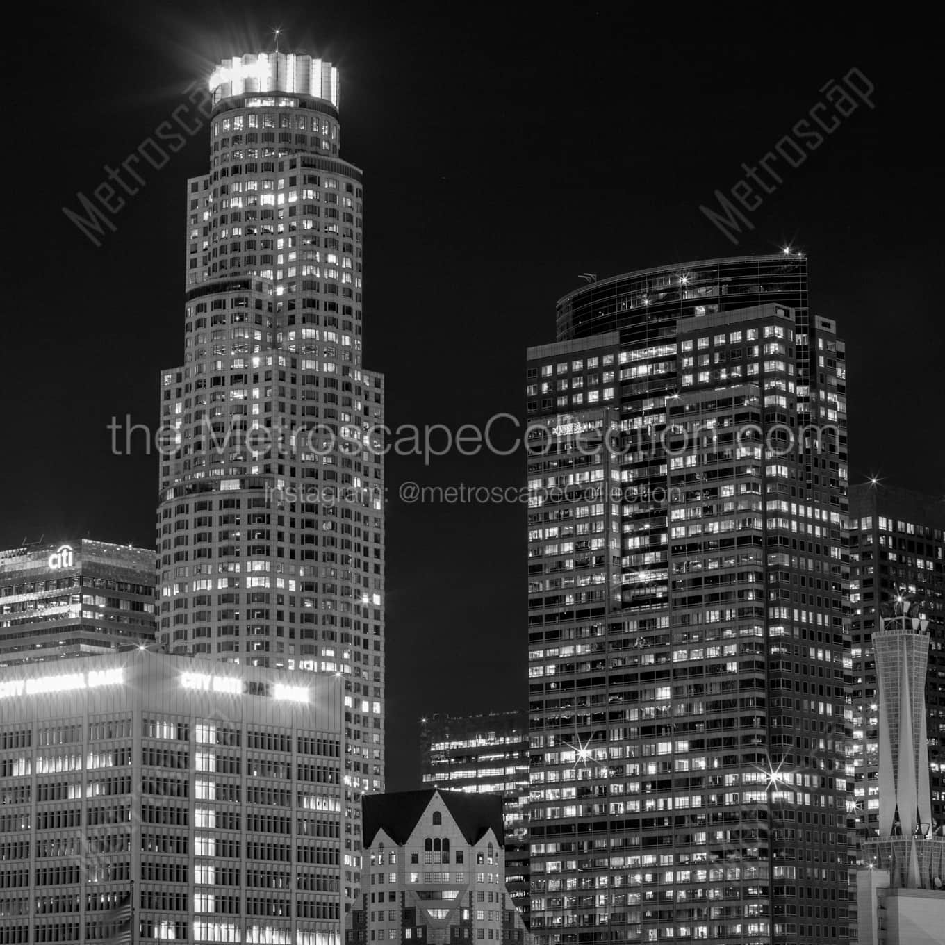 Downtown LA at Night landscape black and white Photography Downtown LA at Night landscape black and white Photography square crop