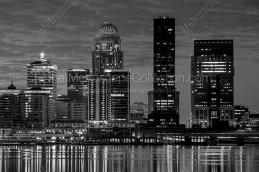 The Louisville Skyline at Dawn -- Louisville Black and White Photos