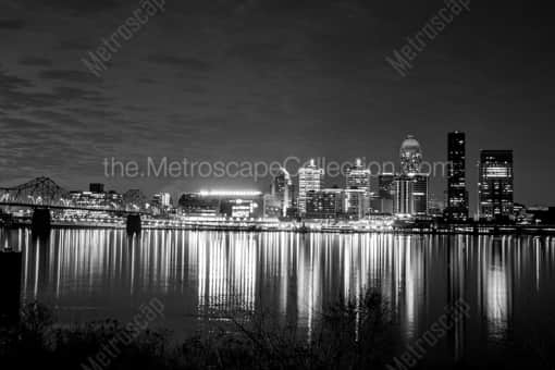 The Louisville Skyline at Night -- Louisville Black and White Photos