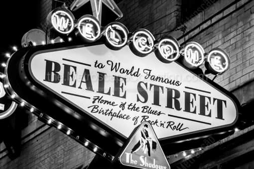 The Beale Street Vegas Sign -- Memphis Black and White Photography
