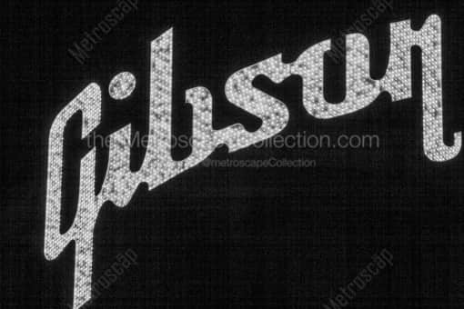 Close-up Shot of the Gibson Sign -- Memphis Black and White Photography