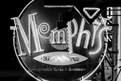 Memphis Music Sign -- Memphis Black and White Photography