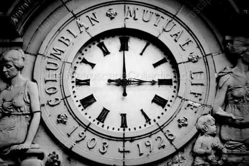 Columbia Mutual Life Building Clock -- Memphis Black and White Photography