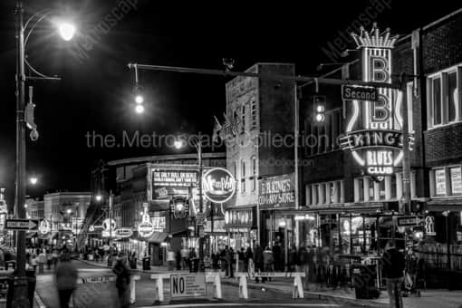 Second and Beale Streets -- Memphis Black and White Photography