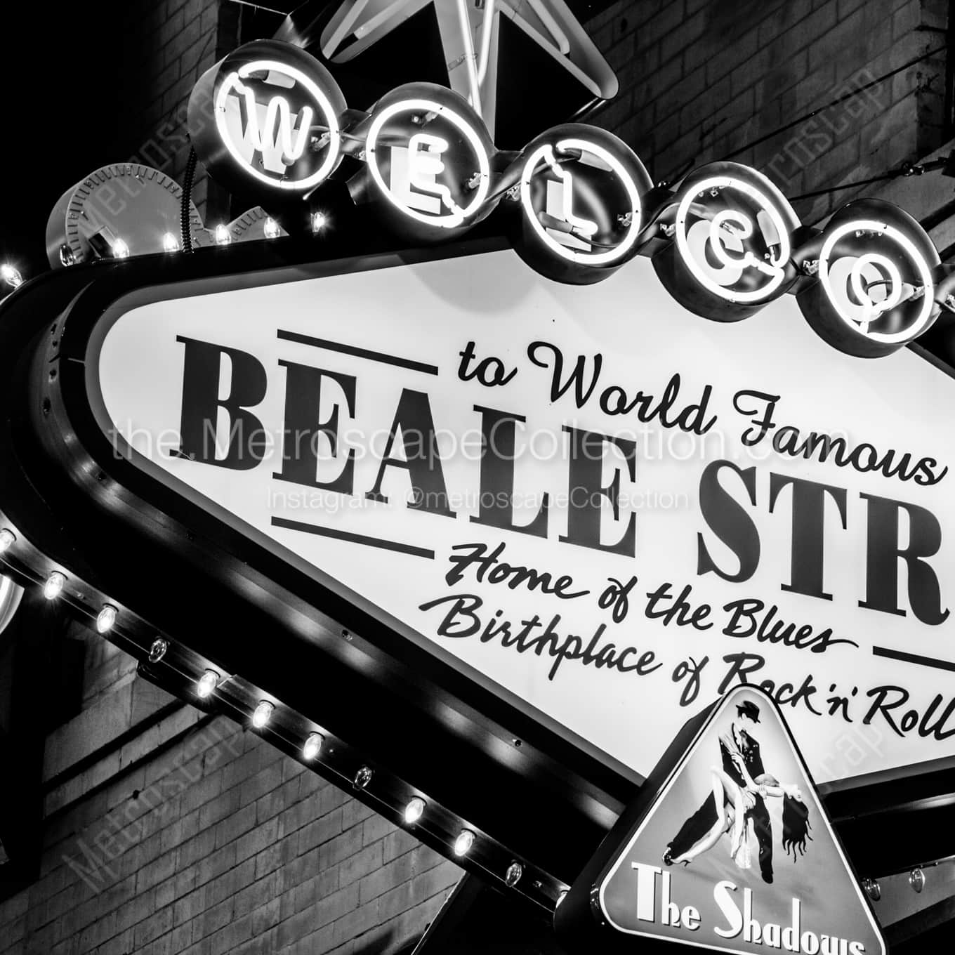The Beale Street Vegas Sign landscape black and white Photography The Beale Street Vegas Sign landscape black and white Photography square crop