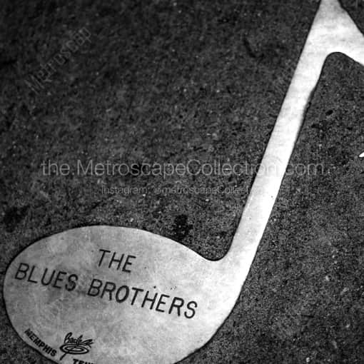 Matte Black WOOD Framed Black and White Memphis Photograph: The Blues Brothers Note on Beale Street in a Square Matte Black Wood Frame