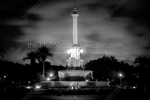 The DeSoto Fountain in Coral Gables -- Miami Black and White Photography